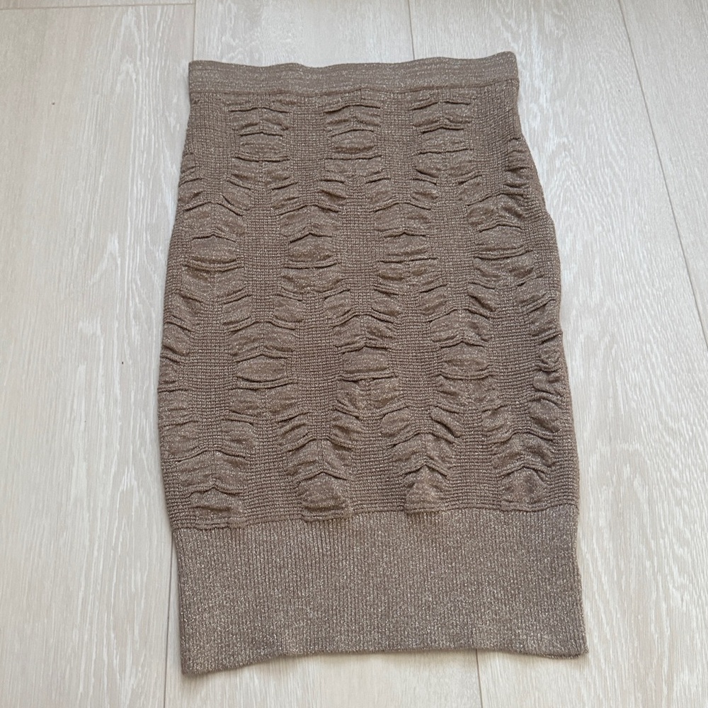bebe Shimmering Light Brown Textured Pencil Skirt - Picture 7 of 7